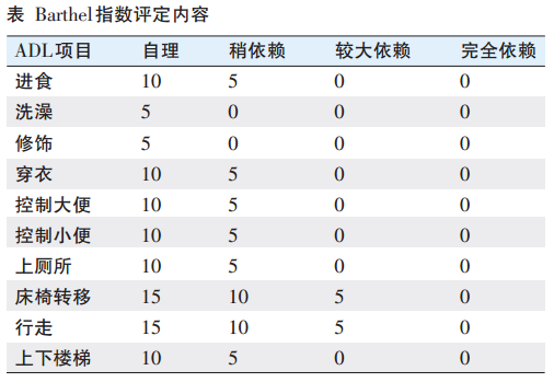 barthel指数评定